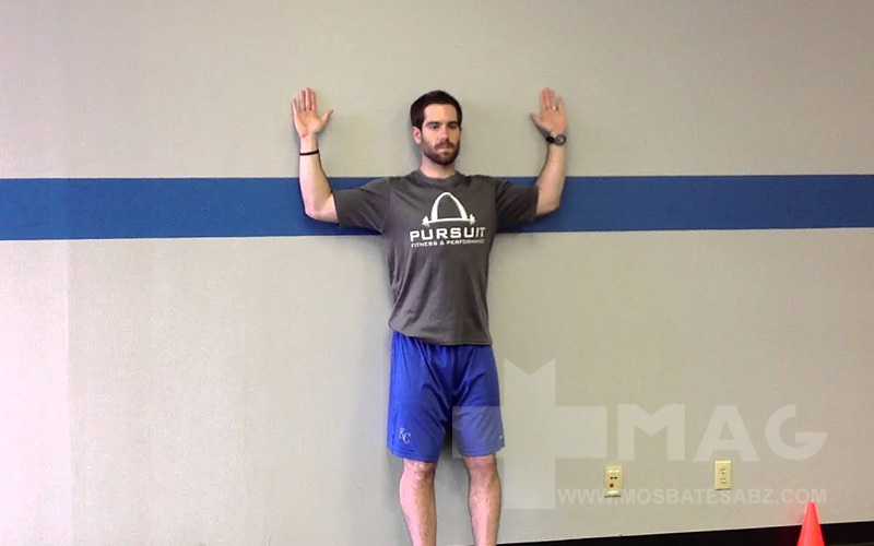 درمان افتادگی شانه با تمرین ، اسلاید اسکاپولا بر دیوار