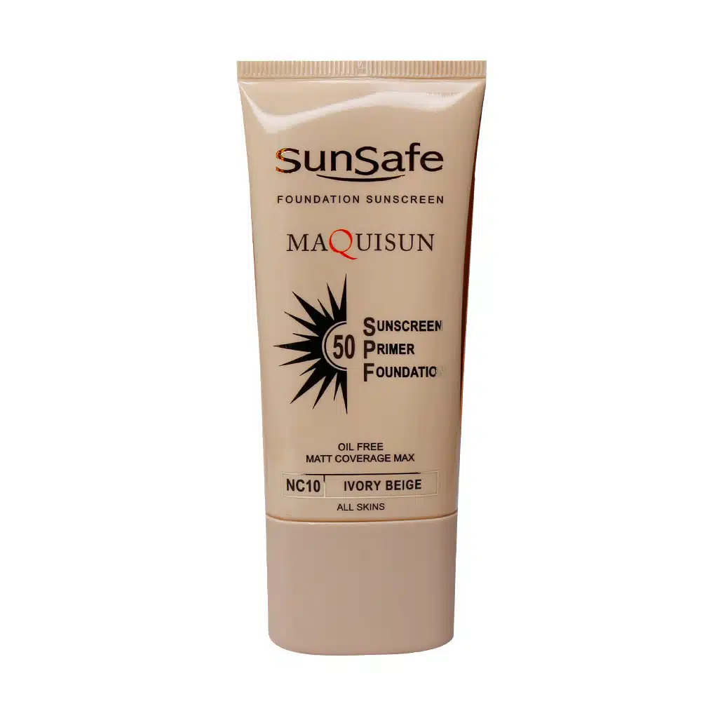 کرم ضد آفتاب کرم پودری و پرایمری SPF50 سان سیف 40 میلی لیتر - بژ طلایی