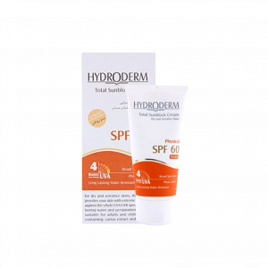 کرم ضد آفتاب SPF60 رنگی هیدرودرم مناسب پوست های خشک و حساس ۵۰ میلی لیتر