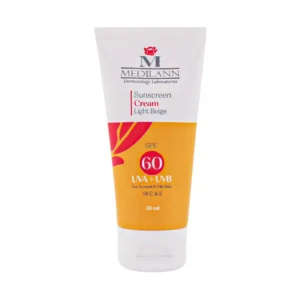 کرم ضد آفتاب رنگی SPF60 مدیلن مناسب پوست های چرب و معمولی ۵۰ میلی لیتر