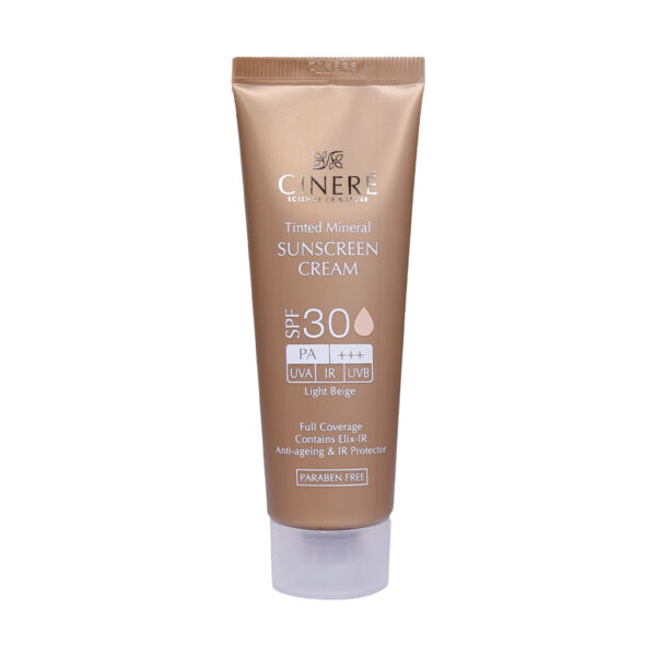 کرم ضد آفتاب رنگی SPF30 سینره فاقد چربی مناسب انواع پوست 50 میلی لیتر