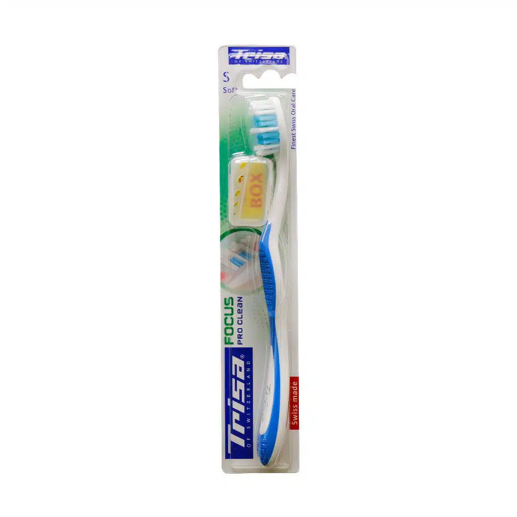 Trisa-Focus-Pro-Clean-Toothbrush-blue.jpg.webp مسواک فوکوس پرو کلین تریزا با برس نرم