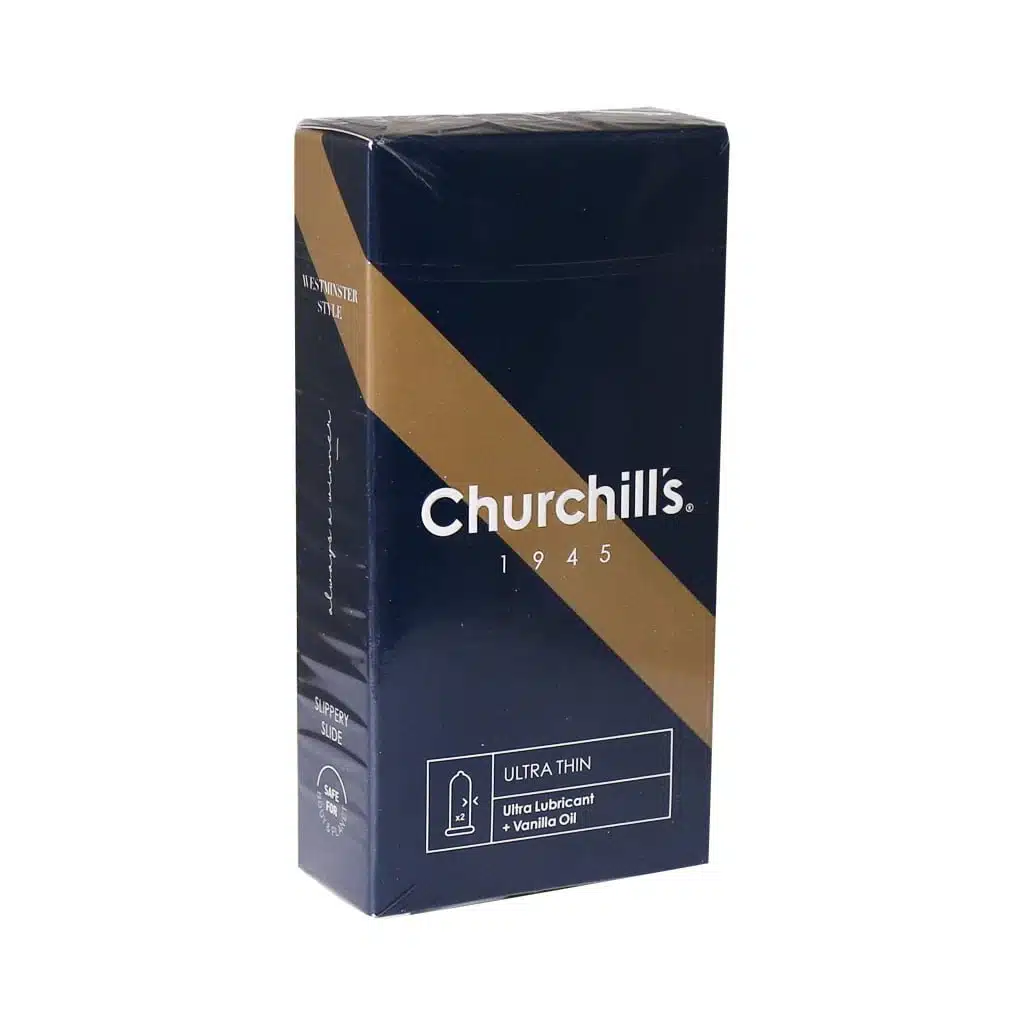 Churchills-Ultra-Thin-Vanilla-Oil-Condomes-12-pcs.jpg.webp کاندوم بسیار نازک چرچیلز حاوی اسانس وانیل و روان کننده مضاعف