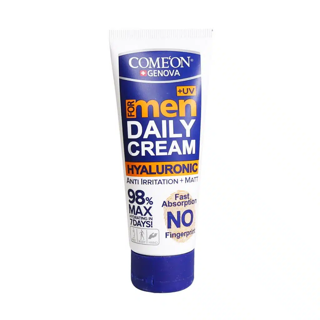 Comeon-Daily-Cream-For-Men-75-ml.jpg.webp کرم مرطوب کننده مردانه کامان حاوی هیالورونیک اسید 75 میلی لیتر