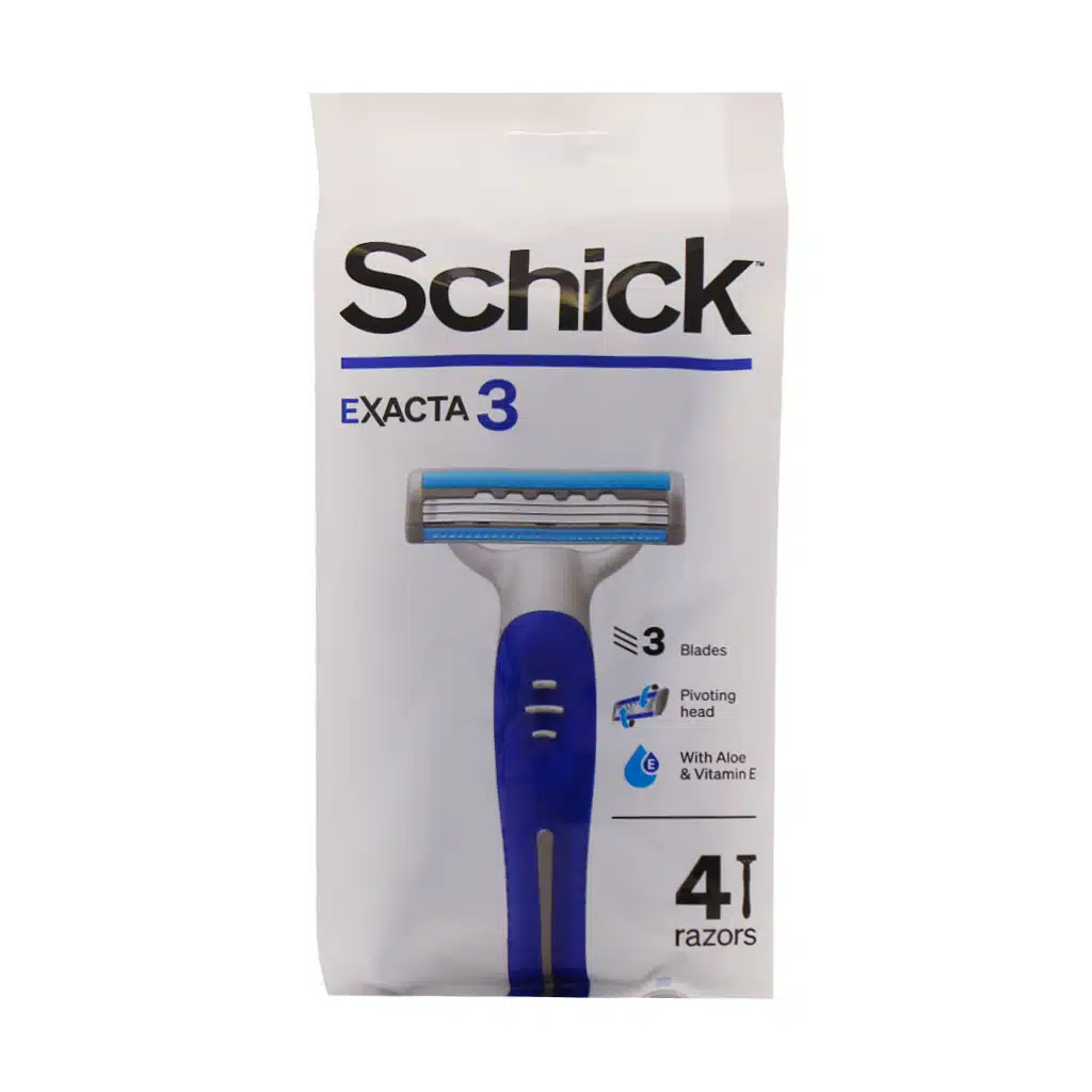 Schick-Exacta-3-Sensitive-4-Pcs-2.jpg.webp خودتراش مردانه اگزکتا 3 لبه شیک بسته 4 عددی