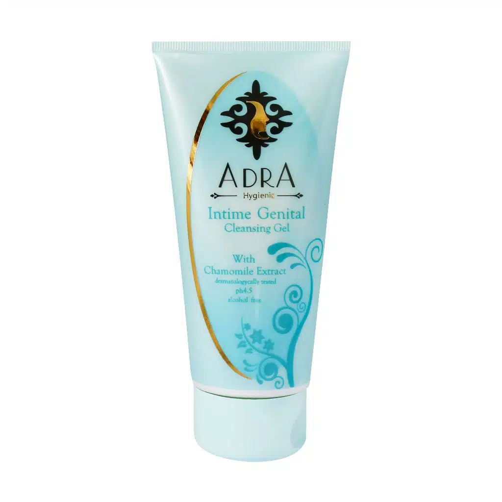 Adra-Intime-Genital-Cleansing-Gel-With-Chamomile-Extract-150-ml.jpg.webp ژل بهداشتی بانوان آدرا حاوی عصاره بابونه