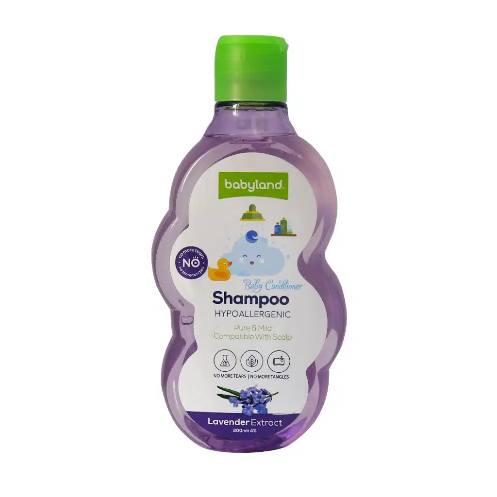 Babyland-Hypoallergenic-Lavender-Extract-Shampoo-200-Ml.jpg.webp شامپو نرم کننده بچه حاوی عصاره اسطوخودوس بیبی لند 200 میلی لیتر