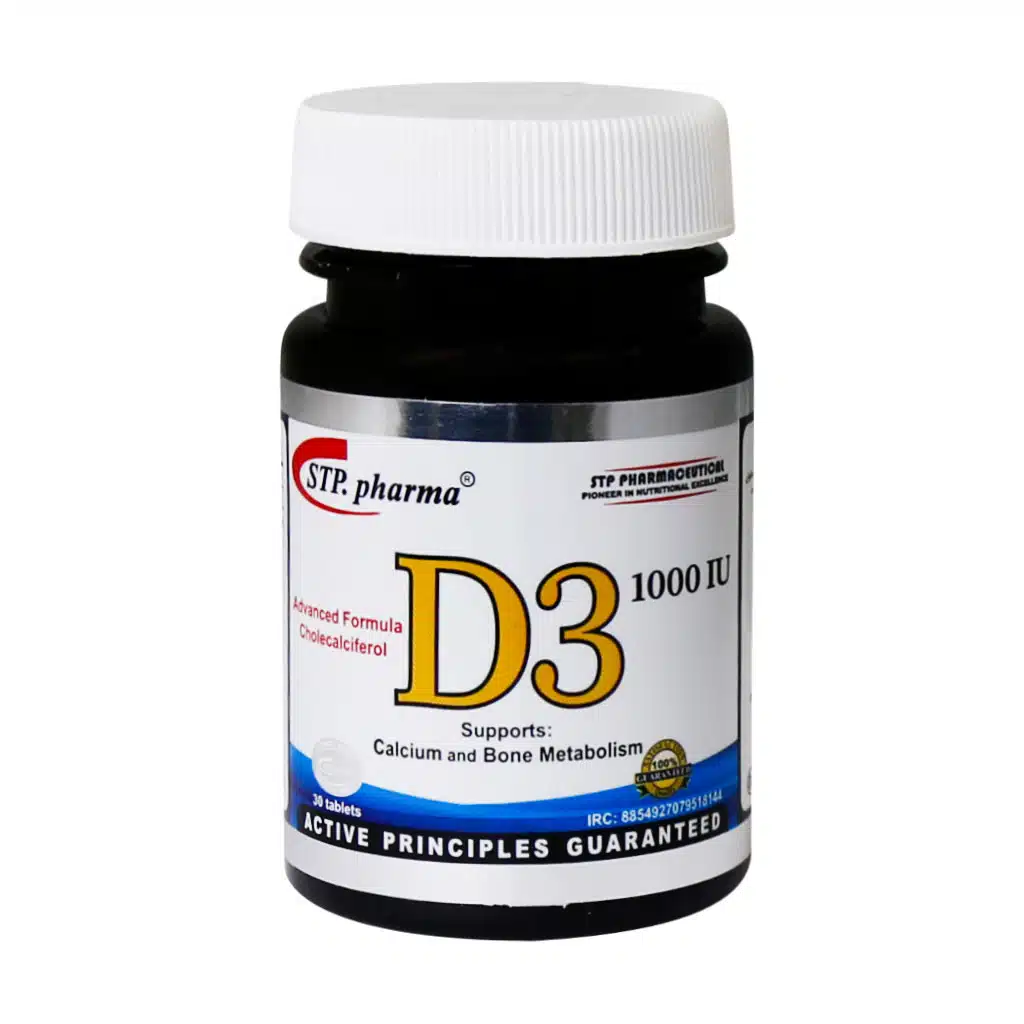 STP-Pharma-D3-1000-IU-Tablets.jpg.webp قرص ویتامین D3 1000 واحد اس تی پی فارما 30 عدد
