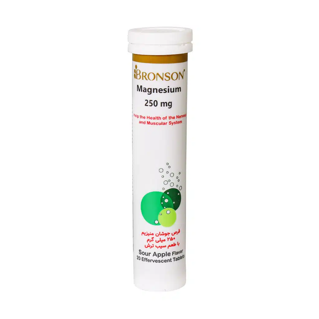 Bronson-Magnesium-250-mg-20-Effervescent-Tabs.jpg.webp قرص جوشان منیزیم 250 میلی گرم برونسون 20 عدد