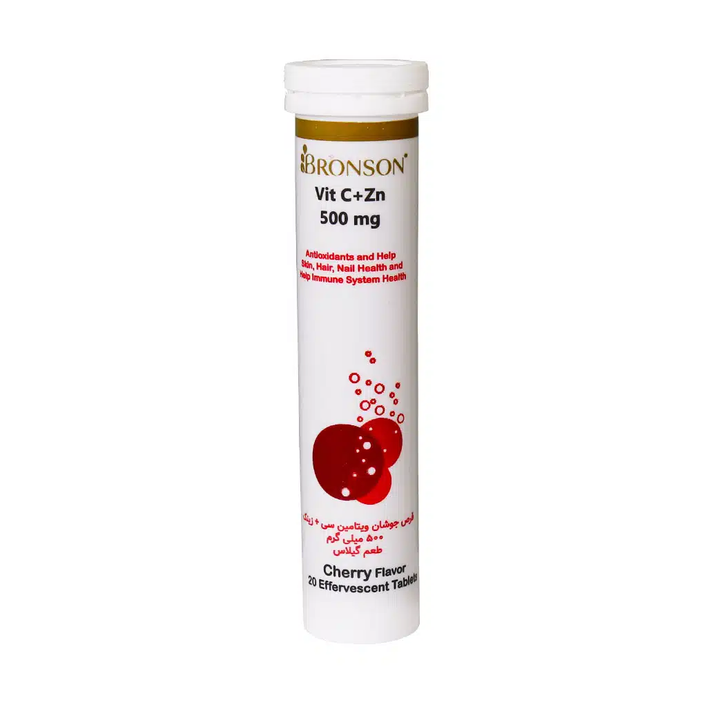 Bronson-Vit-C-And-Zinc-500-mg-20-Effervescent-Tabs.jpg.webp قرص جوشان ویتامین C و زینک 500 میلی گرم برونسون 20 عدد