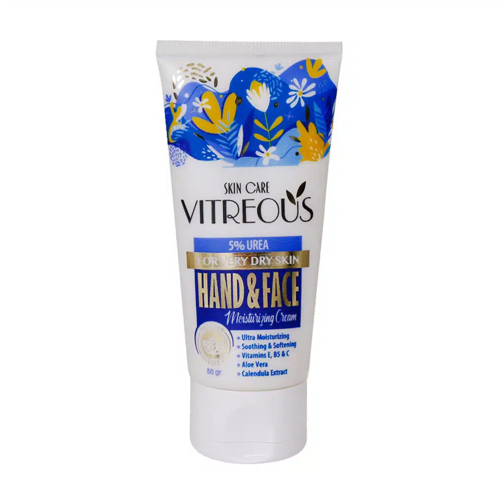 Vitreous-5-Urea-Hand-And-Face-Moisturizing-Cream-50-gr.jpg.webp کرم مرطوب کننده اوره 5 درصد ویتروس مناسب پوست های بسیار خشک 50 گرم