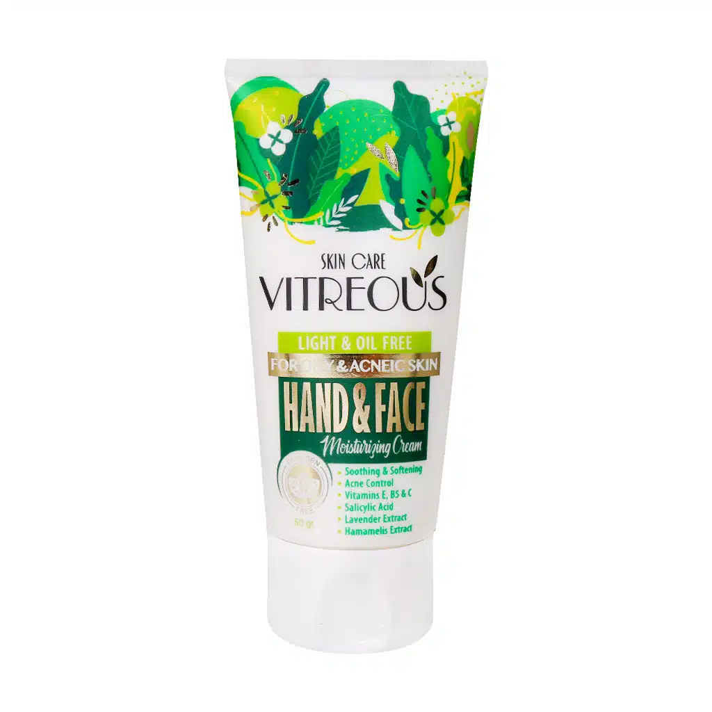 Vitreous-Hand-And-Face-Cream-For-Oily-Skins-50-g.jpg.webp کرم مرطوب کننده تیوبی دست و صورت پوست چرب ویتروس 50 گرم