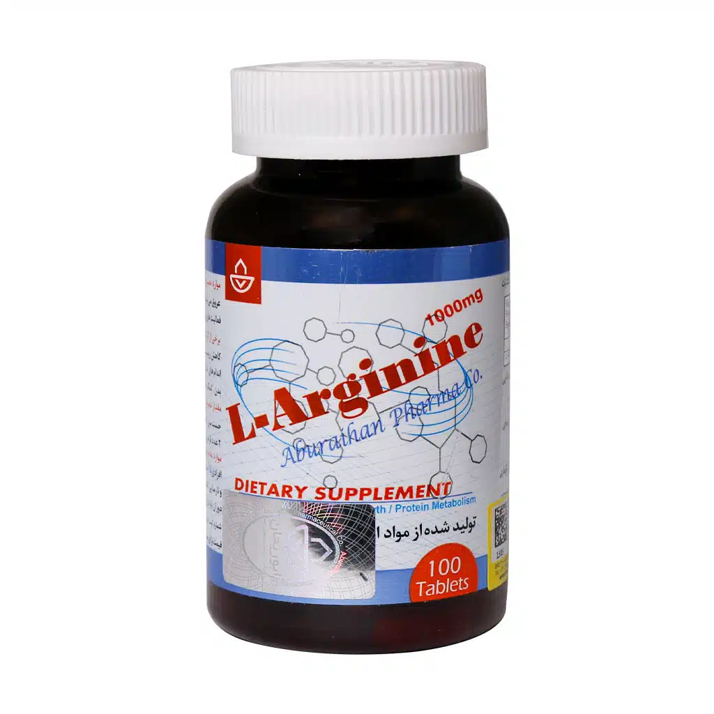 Aburaihan-L-Arginine-1000-mg-100-Tabs.jpg.webp قرص ال آرژنین 1000 میلی گرم ابوریحان 100 عدد