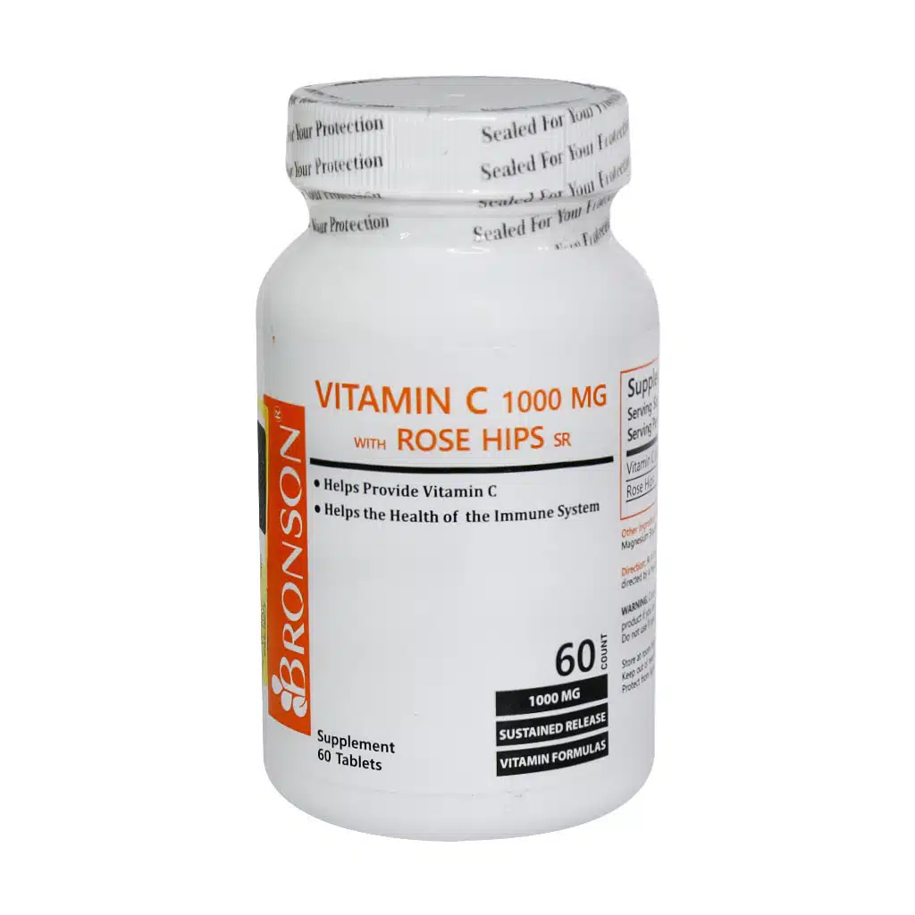 Bronson-Vitamin-C-1000-mg-With-Rose-Hips-Tablets.jpg.webp قرص ویتامین C 1000 میلی گرم با عصاره رزهیپس برونسون 60 عدد