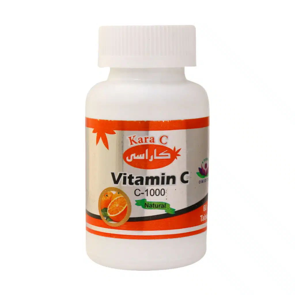 Omid-Teb-Koosha-Kara-C-Vitamin-C-60-Tablet.jpg.webp قرص جویدنی ویتامین C کاراسی امید طب کوشا 60 عدد