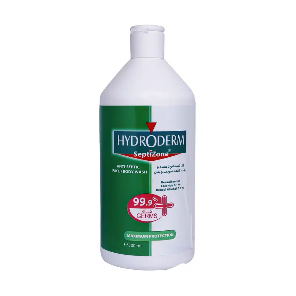 Hydroderm-Septizone-Anti-Septic-Face-And-Body-Wash-500-ml.jpg.webp ژل شستشوی صورت و بدن سپتی زون هیدرودرم 500 میلی لیتر