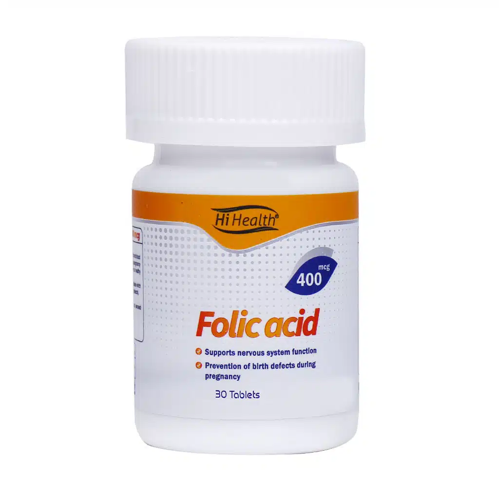 HI-Health-Folic-Acis-400-mcg-30-Tabs.jpg.webp قرص فولیک اسید 400 میکروگرم های هلث 30 عدد