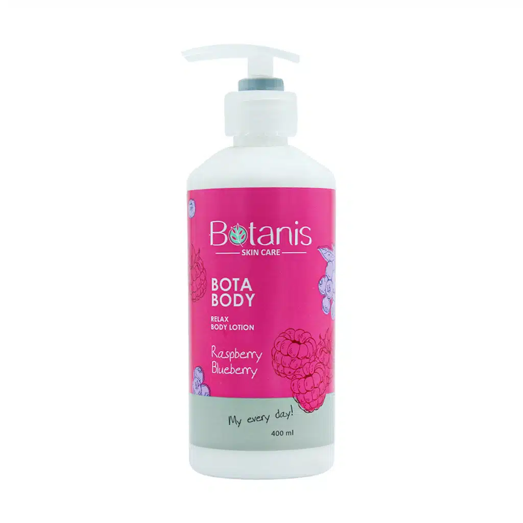 Botanis-Raspberry-And-Blueberry-Body-Lotion-400-ml-1.jpg.webp لوسیون بدن بلوبری و تمشک بوتانیس 400 میلی لیتر