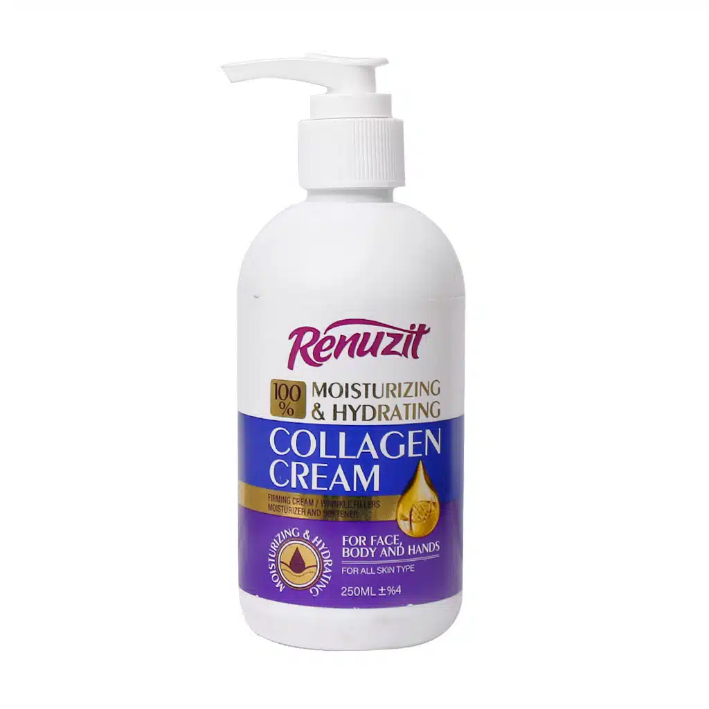 Renuzit-Moisturizing-and-Hydration-Collagen-Cream-250ml.jpg.webp کرم آبرسان و مرطوب کننده پمپی حاوی کلاژن رینوزیت 250 میلی لیتر
