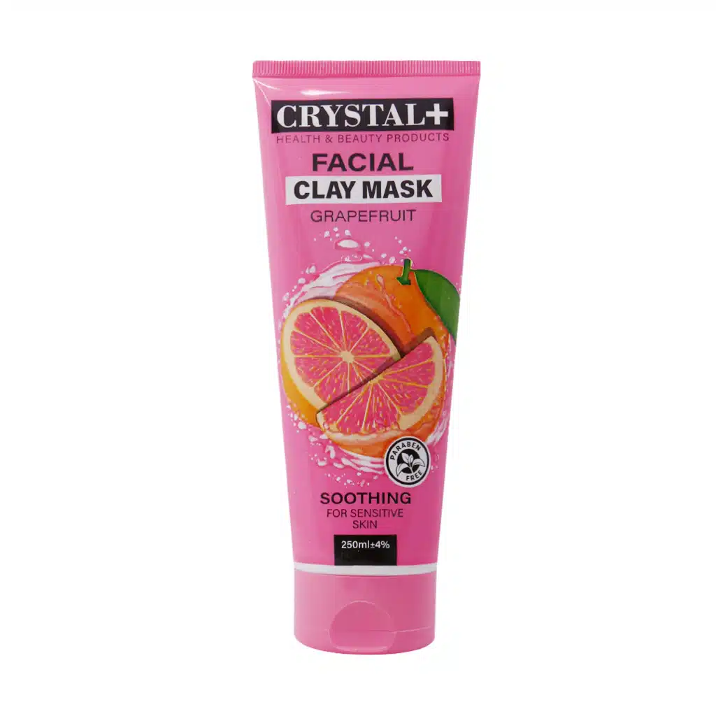 Crystal-Facial-Clay-Mask-Grapefruit-For-Sensitive-Skin-1.jpg.webp ماسک صورت پوست حساس کریستال پلاس حاوی عصاره گریپ فوروت 250 میلی لیتر