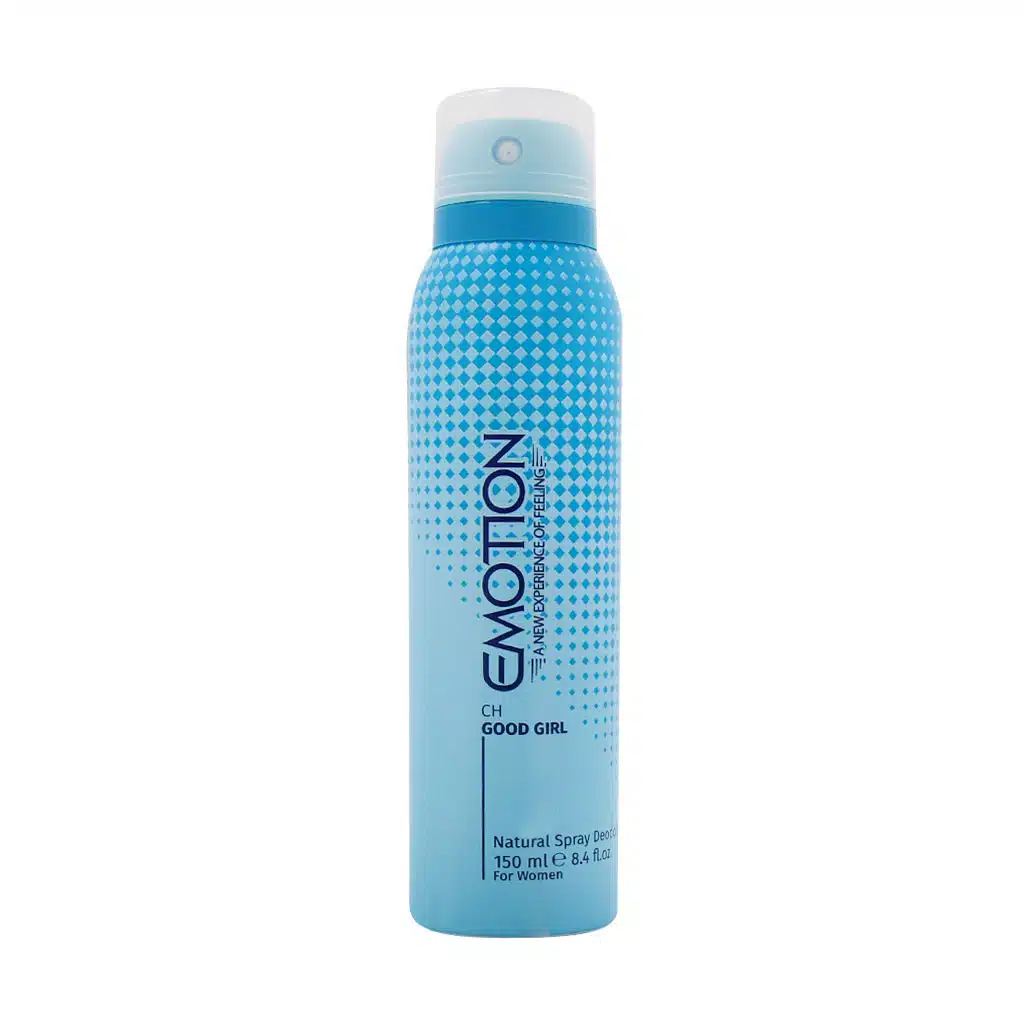 Emotion-Good-Girl-Women-Spray-Deodorant-150-Ml.jpg.webp اسپری ضد تعریق زنانه ایموشن مدل Good Girl حجم 150 میلی لیتر