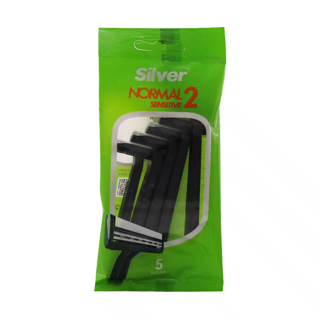 Silver-Normal-2-Sensitive-5-Razors.jpg.webp خودتراش 2 لبه مدل نرمال 2 حساس سیلور 5 عدد