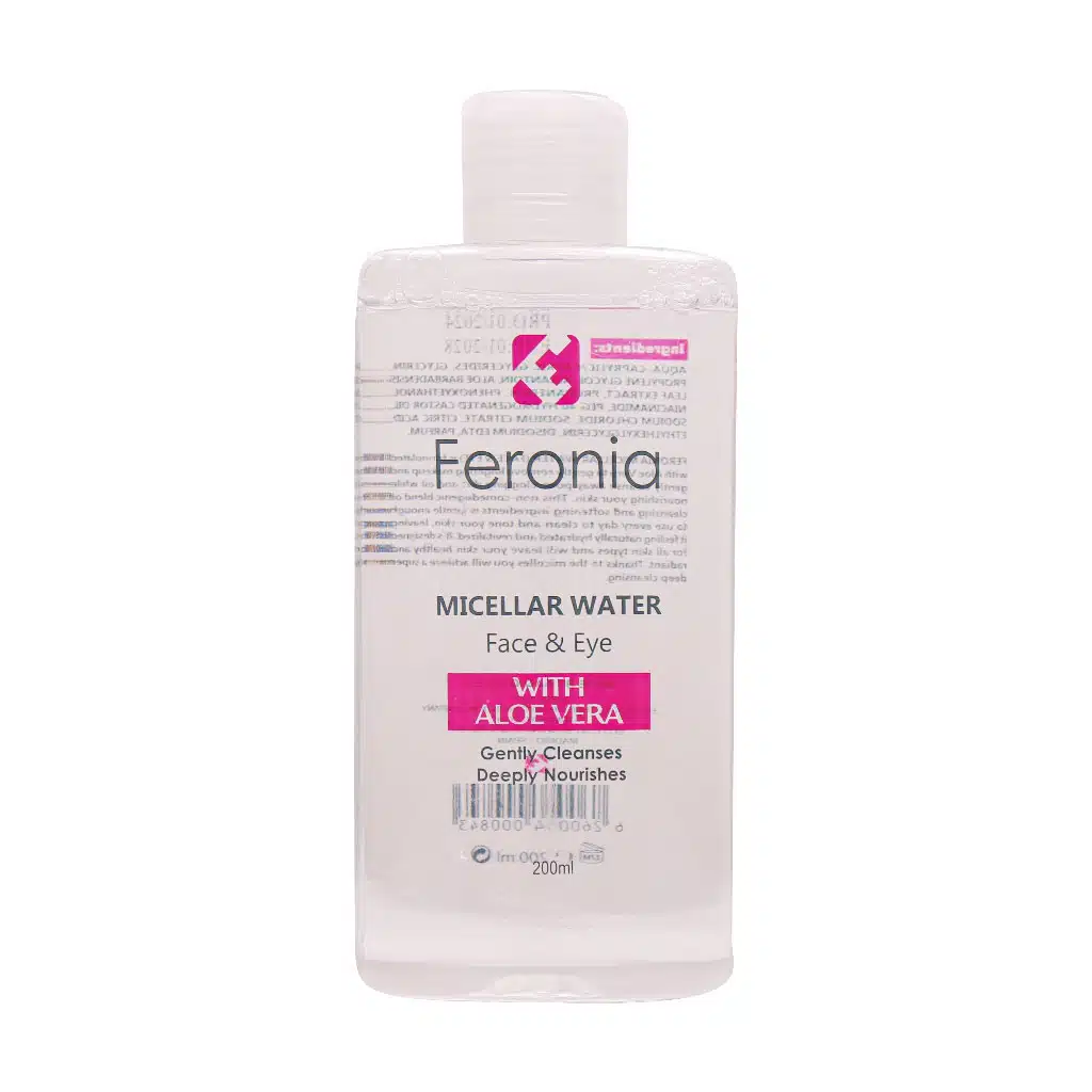 Feronia-Micellar-Water-Face-And-Eye-200-Ml.jpg.webp محلول پاک کننده آرایش صورت و چشم فرونیا 200 میلی لیتر