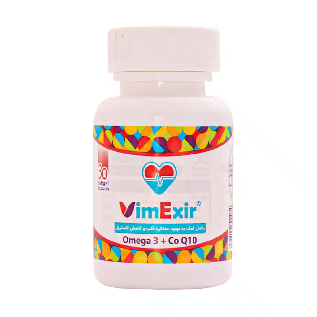 Vimexir-Omega3-And-CoQ10-Softgels.jpg.webp کپسول امگا 3 و کوکیوتن ویمکسیر 30 عدد