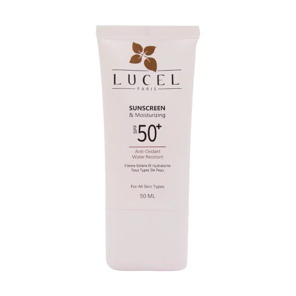 Lucel-Sunscreen-And-Moisturizing-SPF50-Cream-50-Ml.jpg.webp کرم ضد آفتاب SPF50 لوسل مناسب انواع پوست 50 میلی لیتر