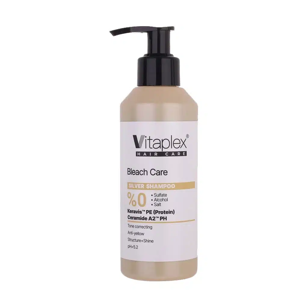 Vitaplex-Bleach-Care-Silver-Shampoo-200-ml.jpg.webp شامپو ضد زردی ویتاپلکس مناسب موهای بلوند دودی و پلاتینه 200 میلی لیتر