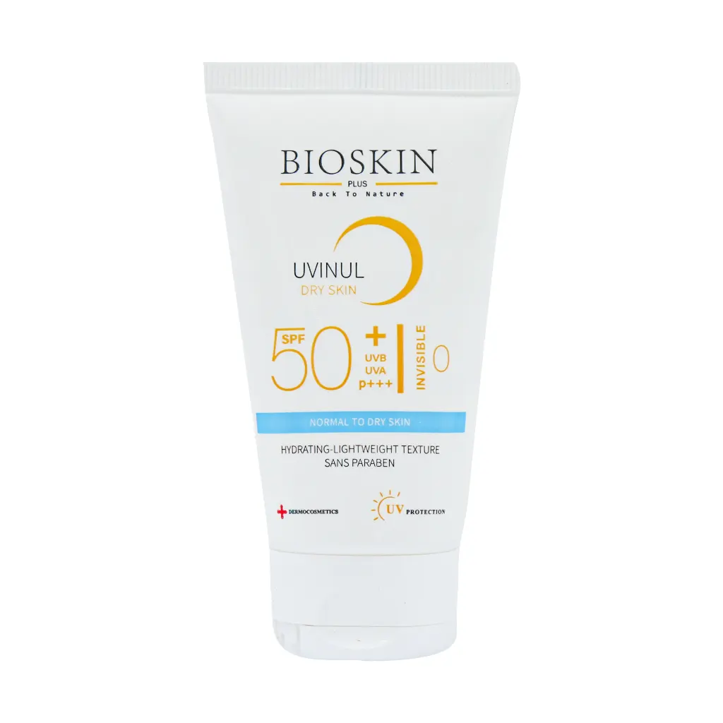 Bio skin SPF50 Sunscreen Cream Dry Skin 40 ml قیمت کرم ضد آفتاب SPF50 پوست خشک بایو اسکین