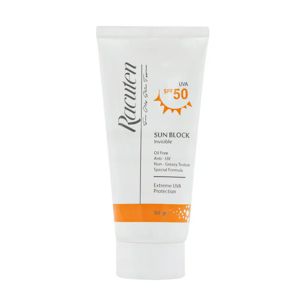 Racuten-SPF50-SunBlock-50-gr.jpg.webp کرم ضد آفتاب SPF50 پوست چرب و مختلط راکوتن 50 گرم
