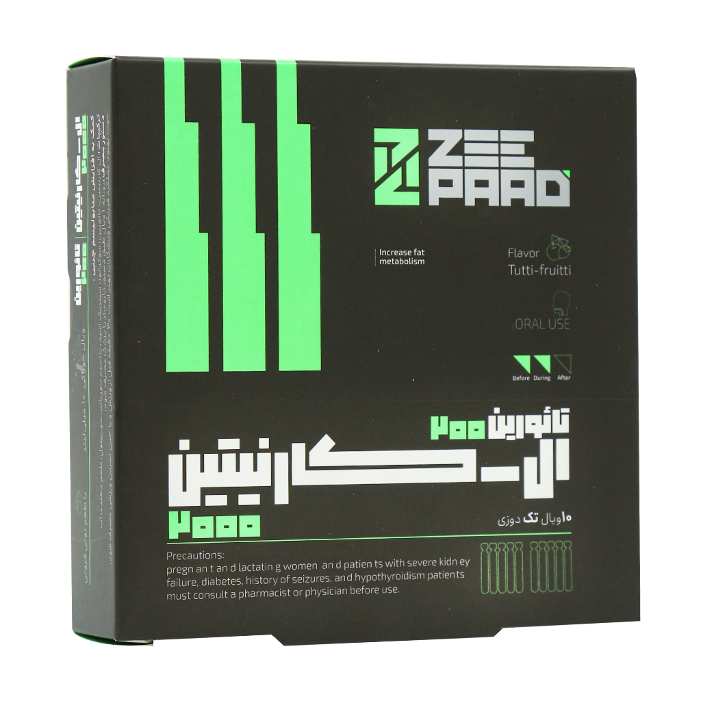 Zee Paad L Carnitine 2000 And Taurine 200 mg 10 Vials قیمت ویال خوراکی ال کارنیتین 2000 و تائورین 200 زی پاد