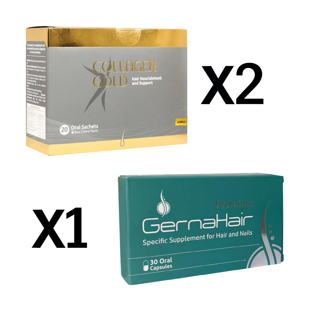 Pack Of Gernahair And 2 Colagen Gold Hair پک 1 عددی گرناهیر به همراه 2 بسته ساشه کلاژن گلد مو آدریان