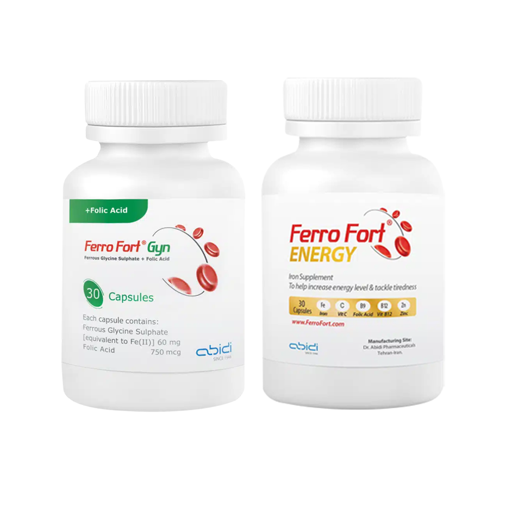 pack of Ferofort Gain and Ferofort Energy پک دو عددی کپسول فروفورت گاین و فروفورت انرژی عبیدی