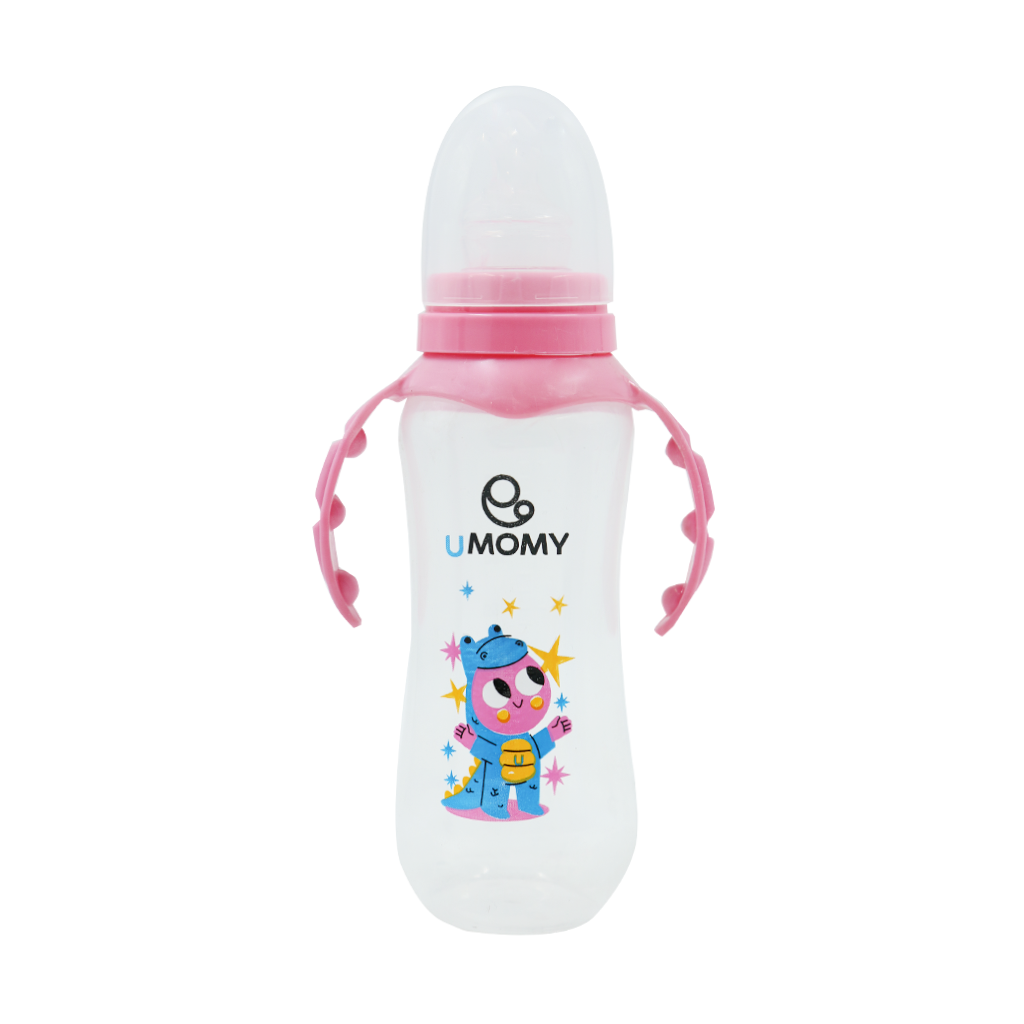 Umomy Classic Baby Bottle 240 ml قیمت شیشه شیر پلی پروپیلن دسته دار یومامی 12 ماه به بالا