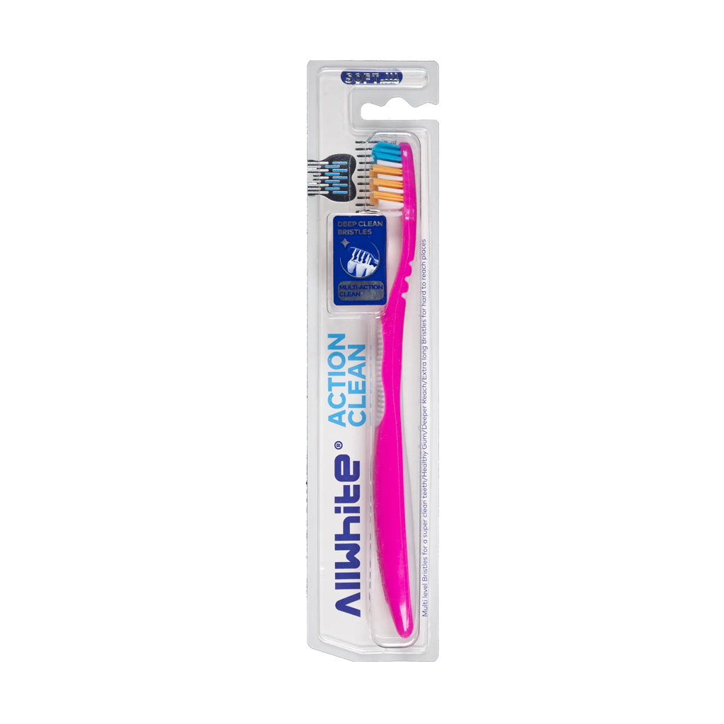 Allwhite Medium Action Clean Toothbrush Pink قیمت مسواک اکشن کلین آل وایت با برس متوسط