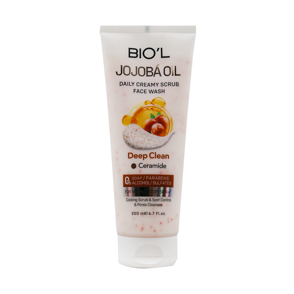 Biol Jojoba Daily Creamy Scrub Face Wash 200 ml قیمت شوینده کرمی اسکراب دار حاوی روغن جوجوبا بیول