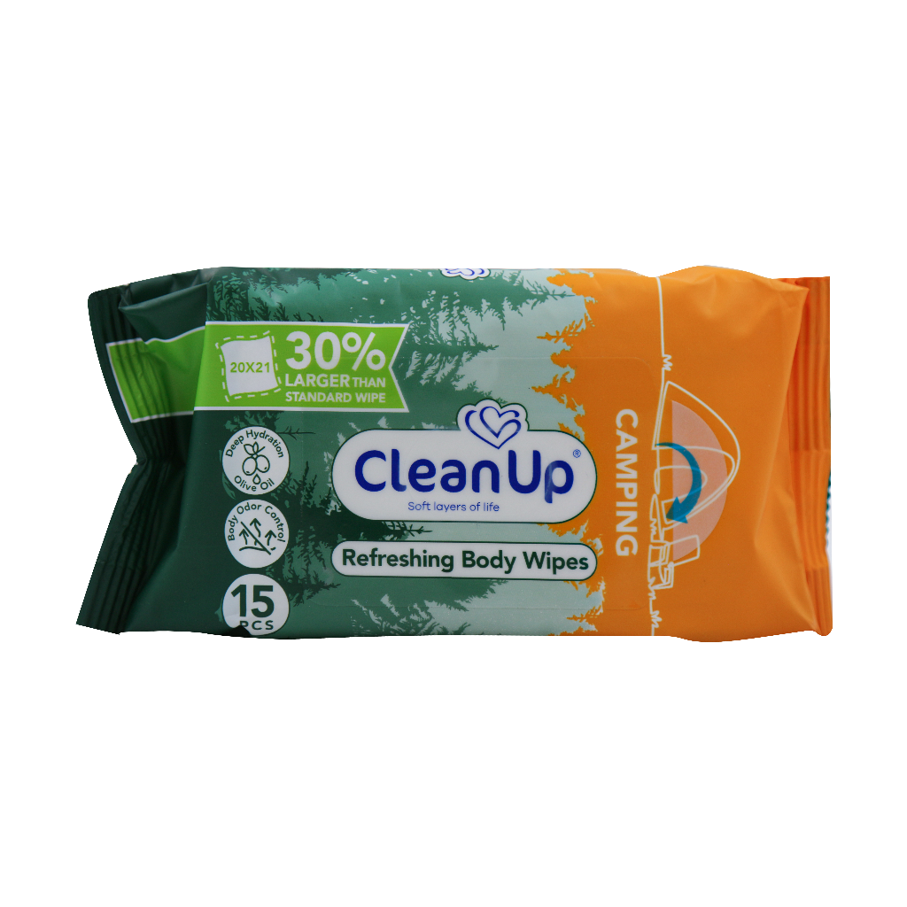 Clean Up Camping Refreshing Body Wipes قیمت دستمال مرطوب پاک کننده بدن کمپینگ کلین آپ