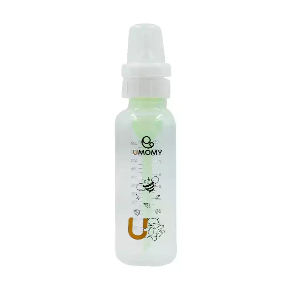 Umomy Anti Colic Whthout Vent For 12+M 250 ml قیمت شیشه شیر ضد نفخ پلی پروپیلن یومامی بالای 12 ماه