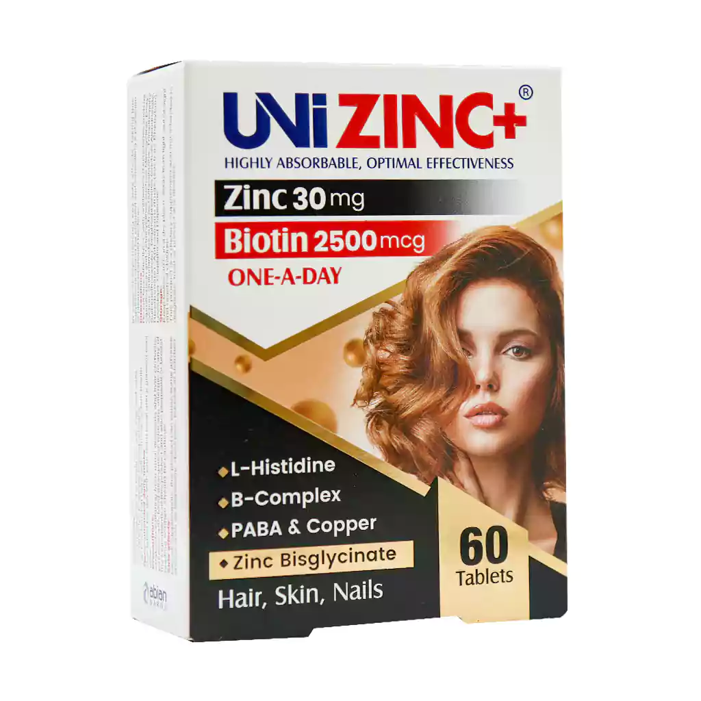Abian Darou Uni Zinc Plus 60 Tabs قیمت قرص یونی زینک پلاس ابیان دارو
