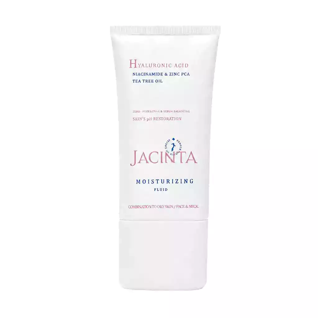 Jacinta Moisturizing Fluid For Oily Skin 50 قیمت فلوئید آبرسان پوست چرب و مستعد آکنه ژاکینتا