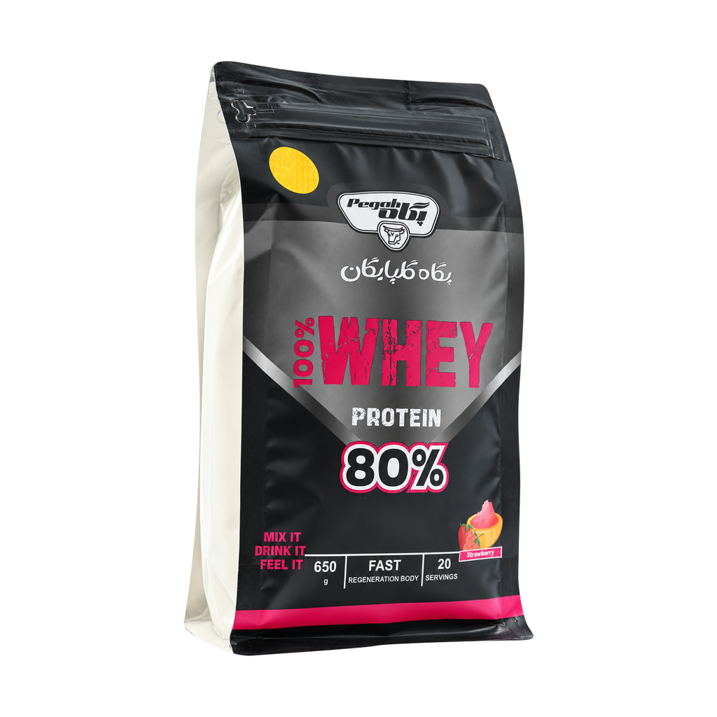 Pegah Whey 80 Powder 650 g strawberry پودر پروتئین وی 80% پگاه 650 گرم توت فرنگی