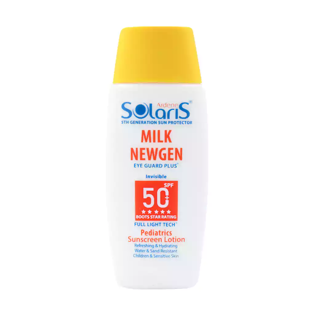 Arden Solaris Milk Newgen SPF50 Sunscreen Lotion 100 ml لوسیون ضد آفتاب کودک میلک نیوژن SPF50 آردن سولاریس 100 میلی لیتر Arden Solaris Milk Newgen SPF50 Sunscreen Lotion 100 ml لوسیون ضد آفتاب کودک میلک نیوژن SPF50 آردن سولاریس 100 میلی لیتر
