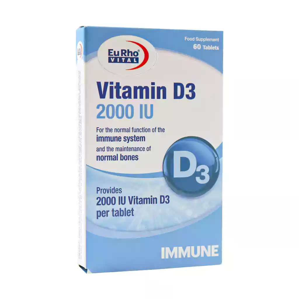 Eurhovital Vitamin D3 2000 IU 60 Tabs قرص ویتامین D3 یوروویتال 2000 واحد 60 عدد Eurhovital Vitamin D3 2000 IU 60 Tabs قرص ویتامین D3 یوروویتال 2000 واحد 60 عدد